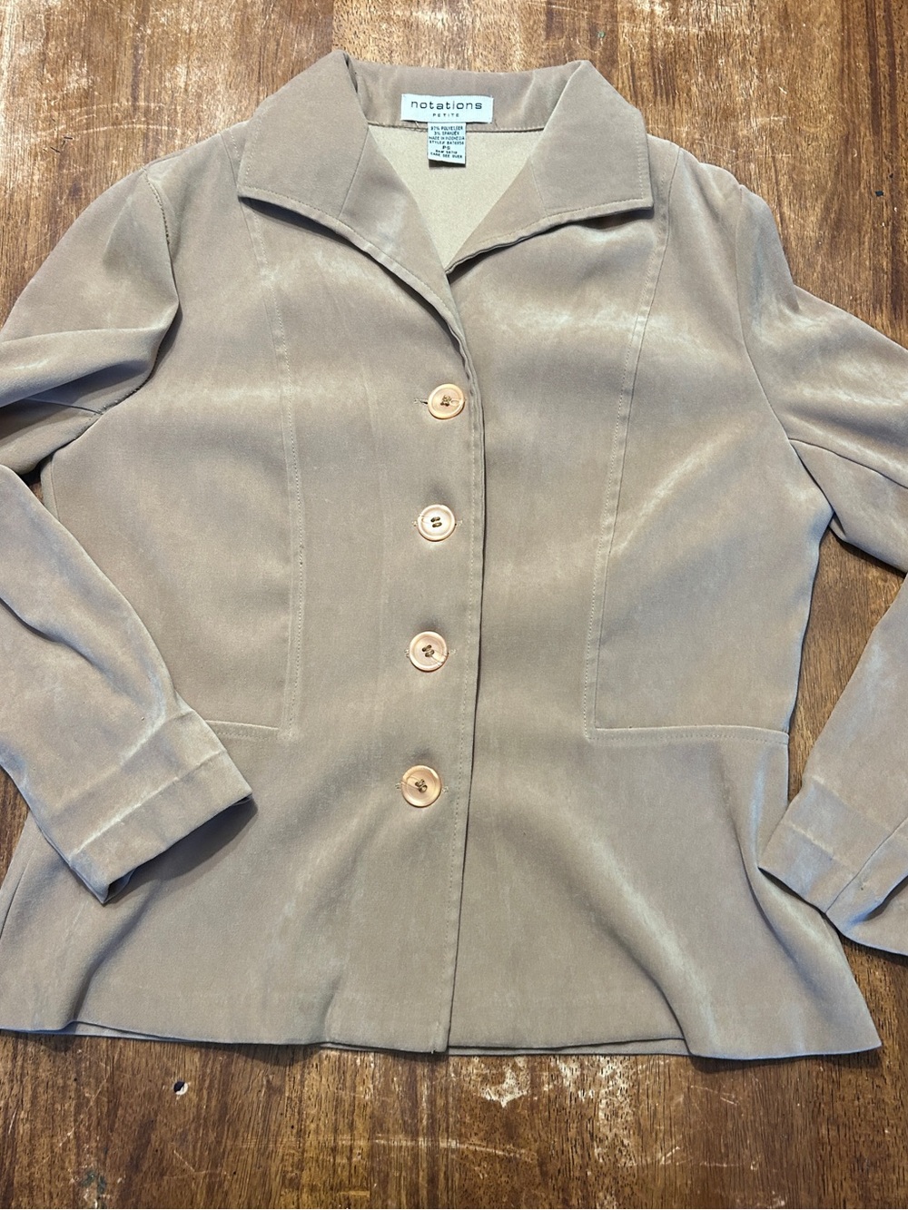 Vintage Notations Taupe Suede Look Button-Front Women's Jacket